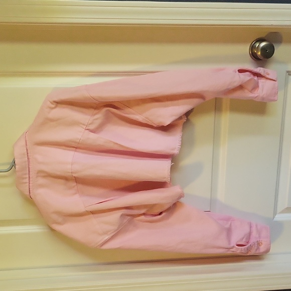 Liberal Youth Ministry Cropped Denim Button Up Shirt in Baby Pink M NWT HTF - Picture 13 of 13